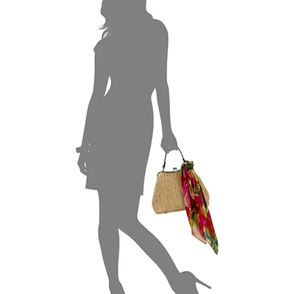 Patricia Nash Beige Woven Mini Bag with Multicolor Scarf Accent - Picture 5 of 8